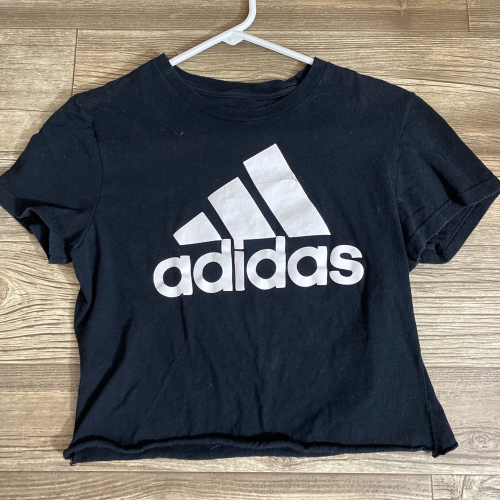Adidas black logo cropped tee